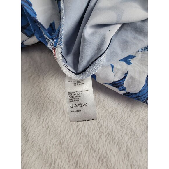 Shinesty Mens Woven Hawaiian Shirt Large Blue Tropical Floral Button-Up New $65 - Picture 5 of 8